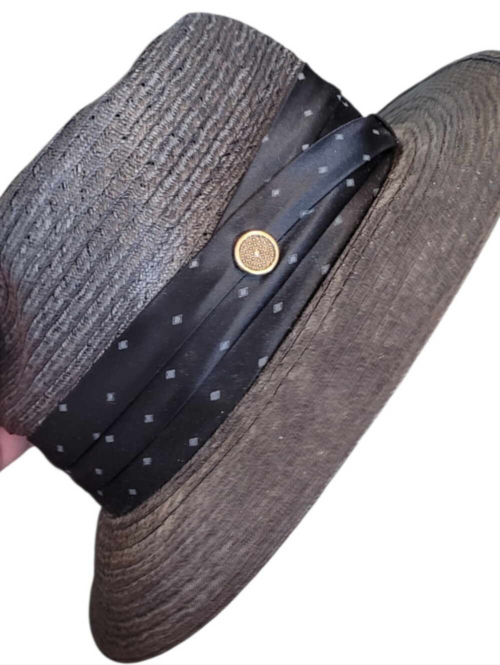 Stetson Classic Black Straw Fedora Hat with Ribbon Band